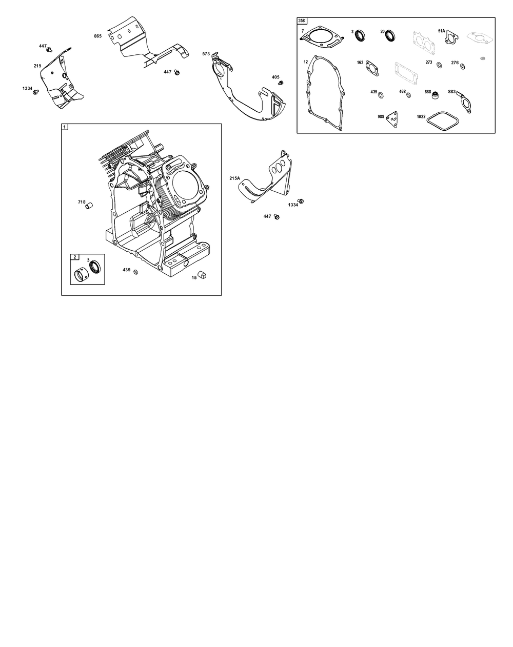 Cylinder Group Diagram and Parts List for 38E347-0108-G1 200000 - 399999 Briggs and Stratton Engine